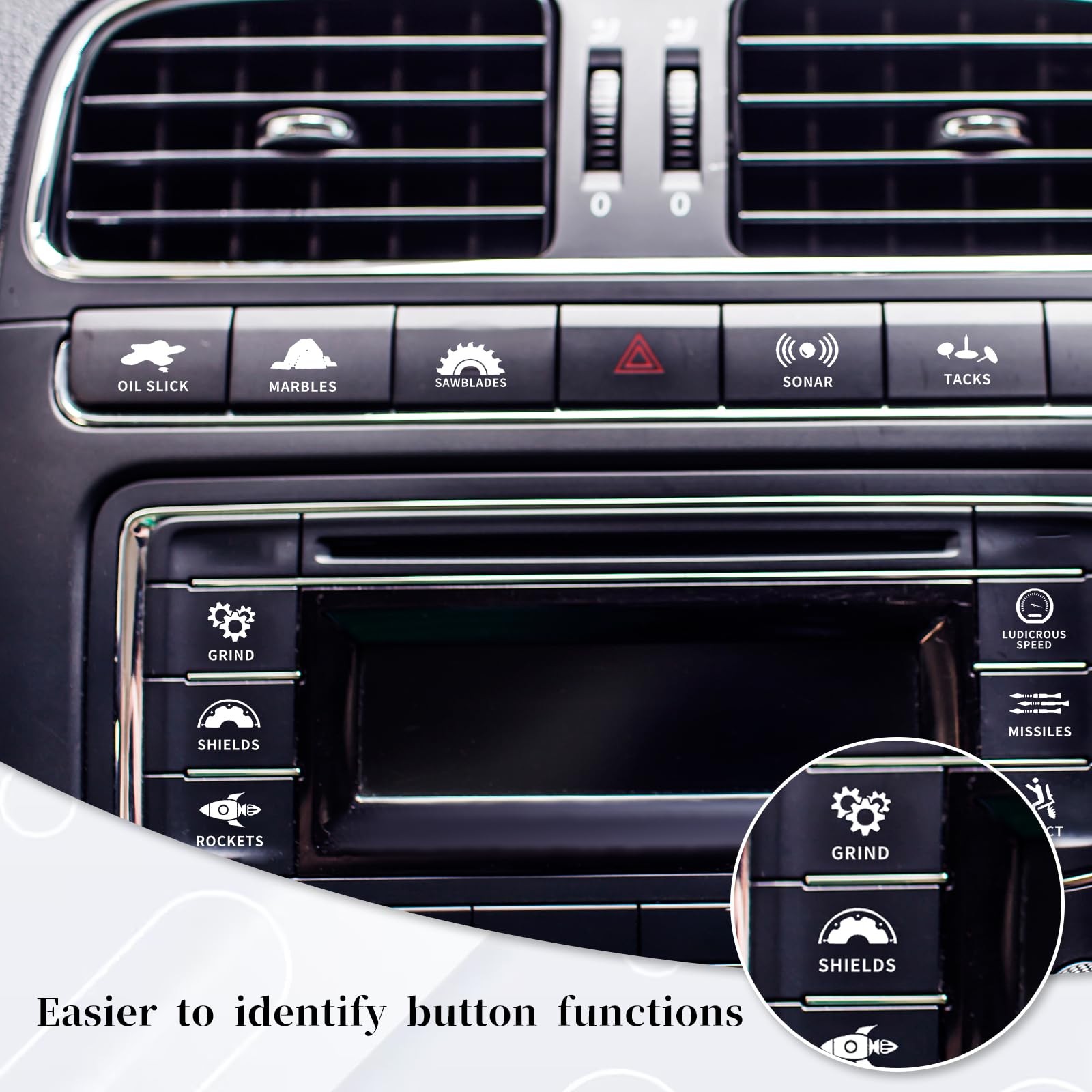 2Pcs Novelty Stickers Labels for Car or Truck Unused Button, Car Switch Stick…