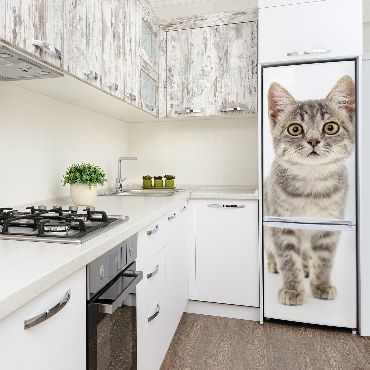 Removable Home Refrigerator Wall Sticker Magnet Decor Animals Gray cat