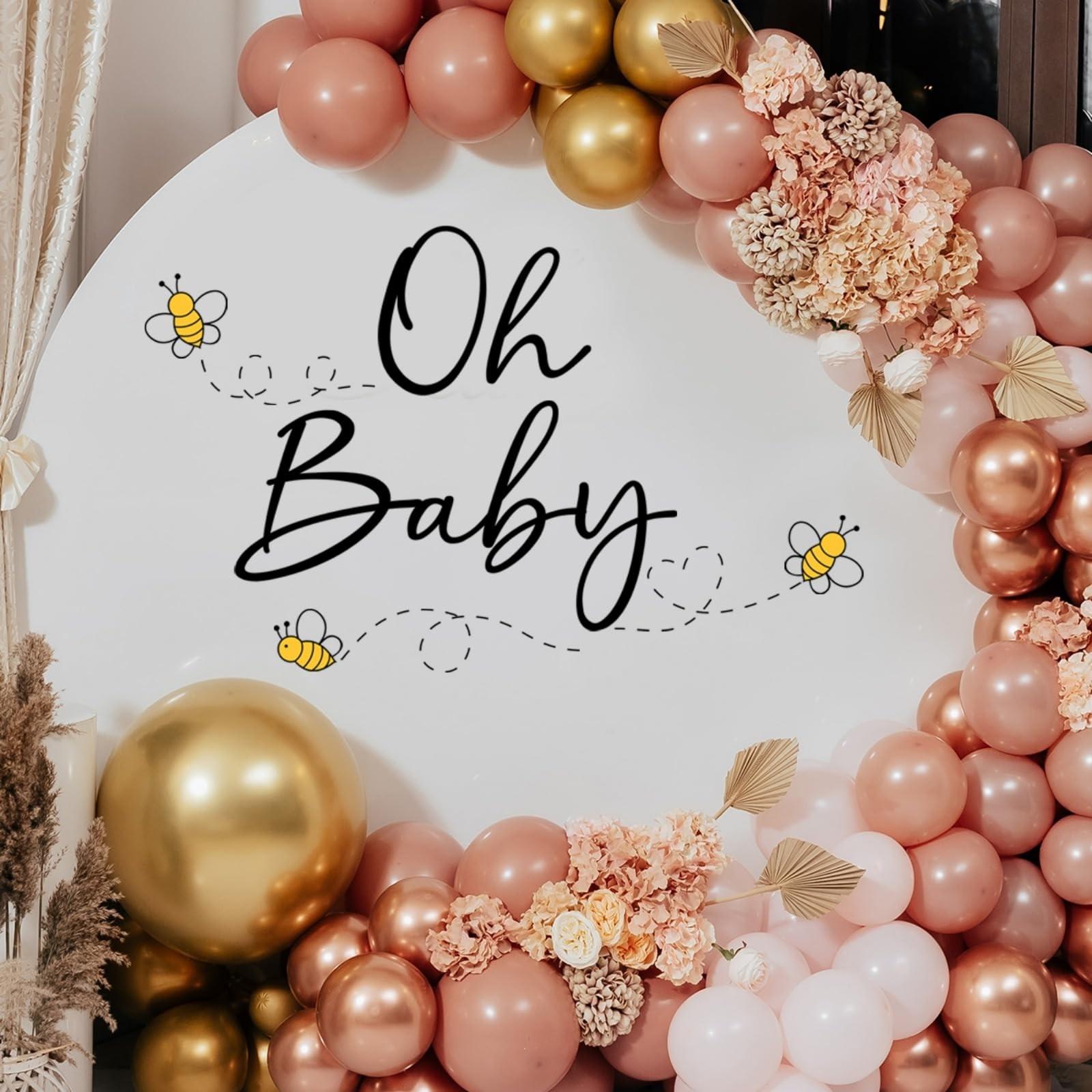 Oh Baby Letters Bees Decal Sign for Backdrop Boy Girl Neutral Gender Reveal D…