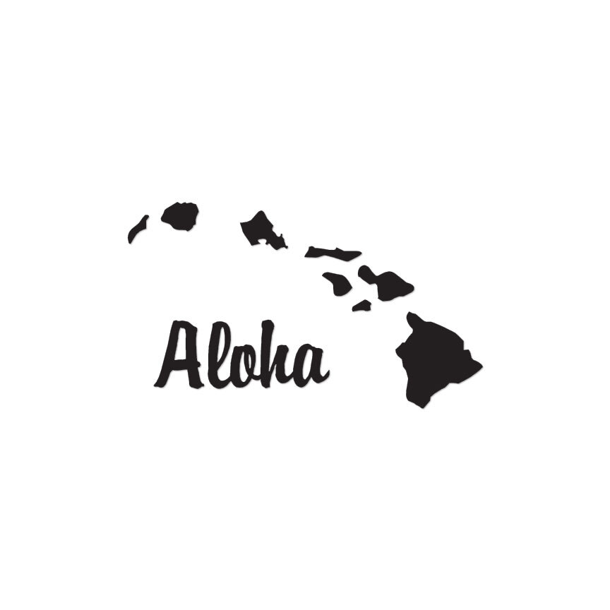 Aloha Hawaiian Islands – Decal Sticker – Multiple Colors & Sizes – ebn2394