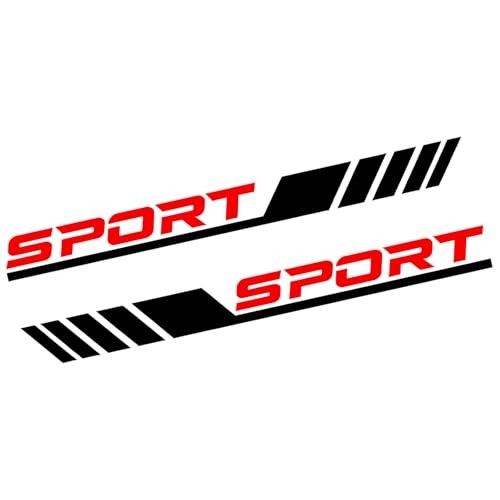 2PCS Sport Letter Car Trd Stickers Car Door Decals Sport Stickers Black & Red