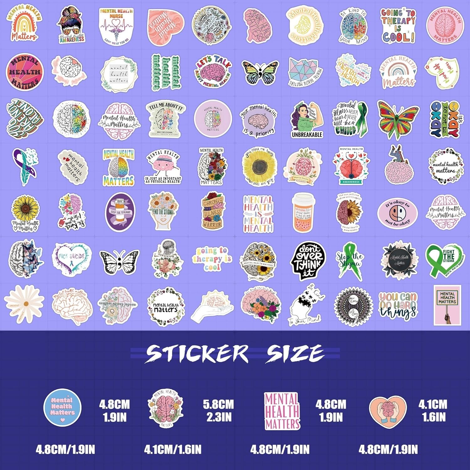 200pcs Mental Health Stickers Decals, Mental Health Awareness Stickers Bundle