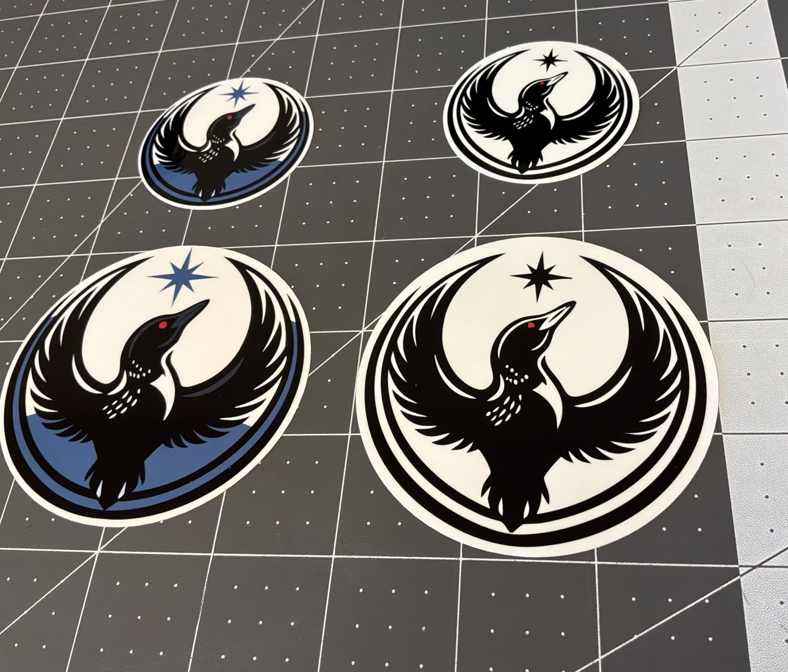 Minnesota loon Sticker 3 Inch And 4 Inch 4 Sticker Lot