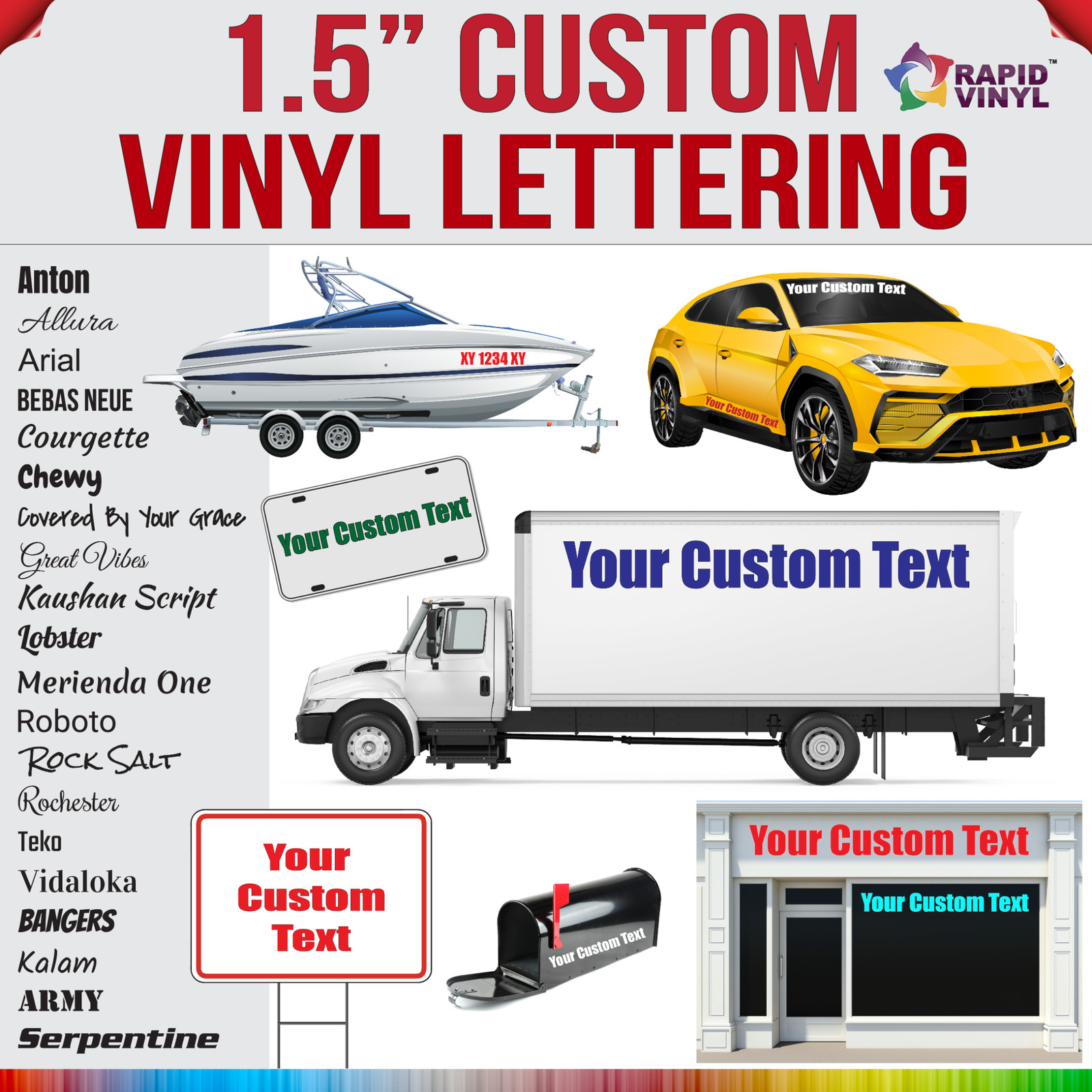 1.5 Inch Custom Vinyl Lettering Numbers Transfer Decal Sticker Boat Window Glas