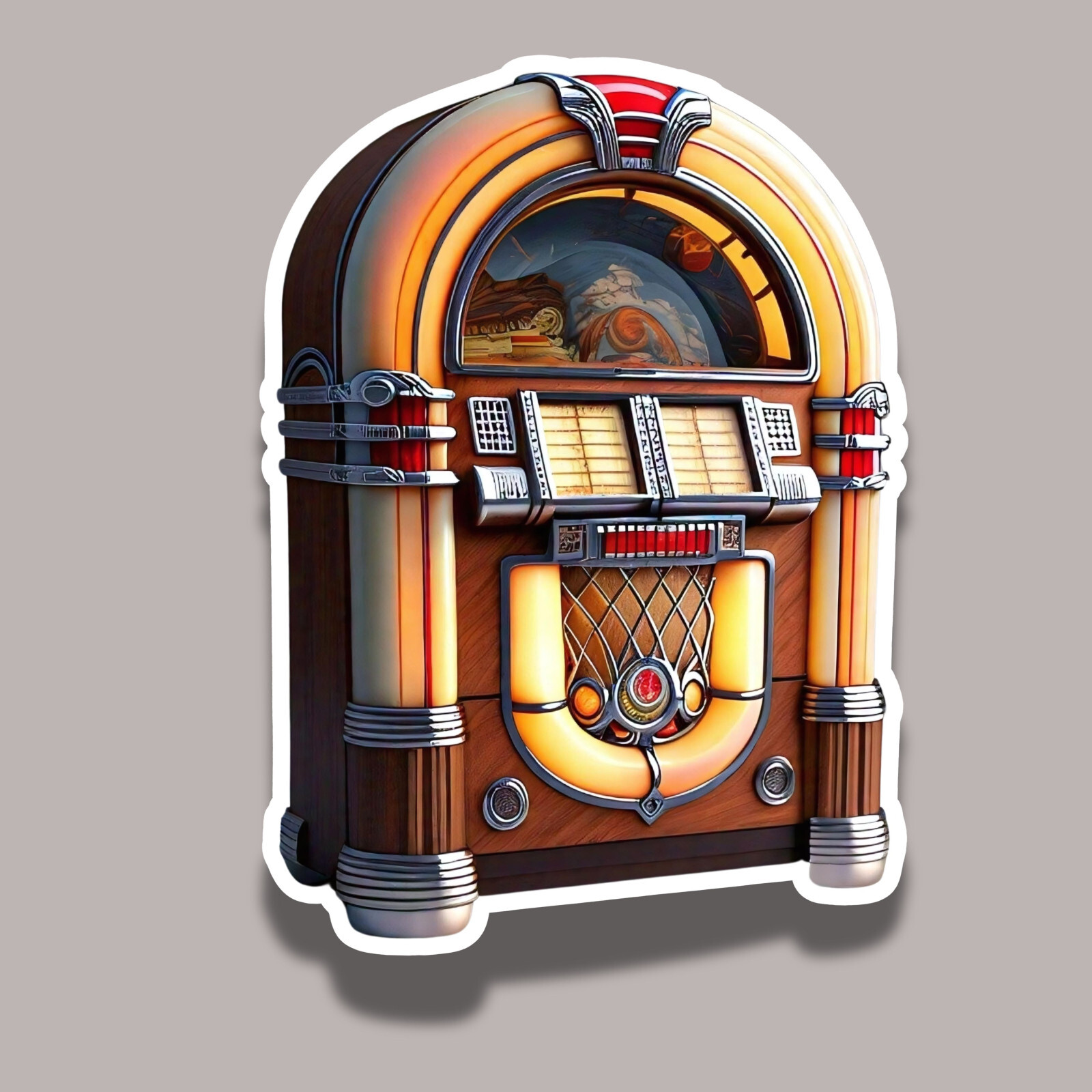JukeBox Musical Music Retro 1950's Rock N Roll Colorful Vintage 3" Vinyl Sticker