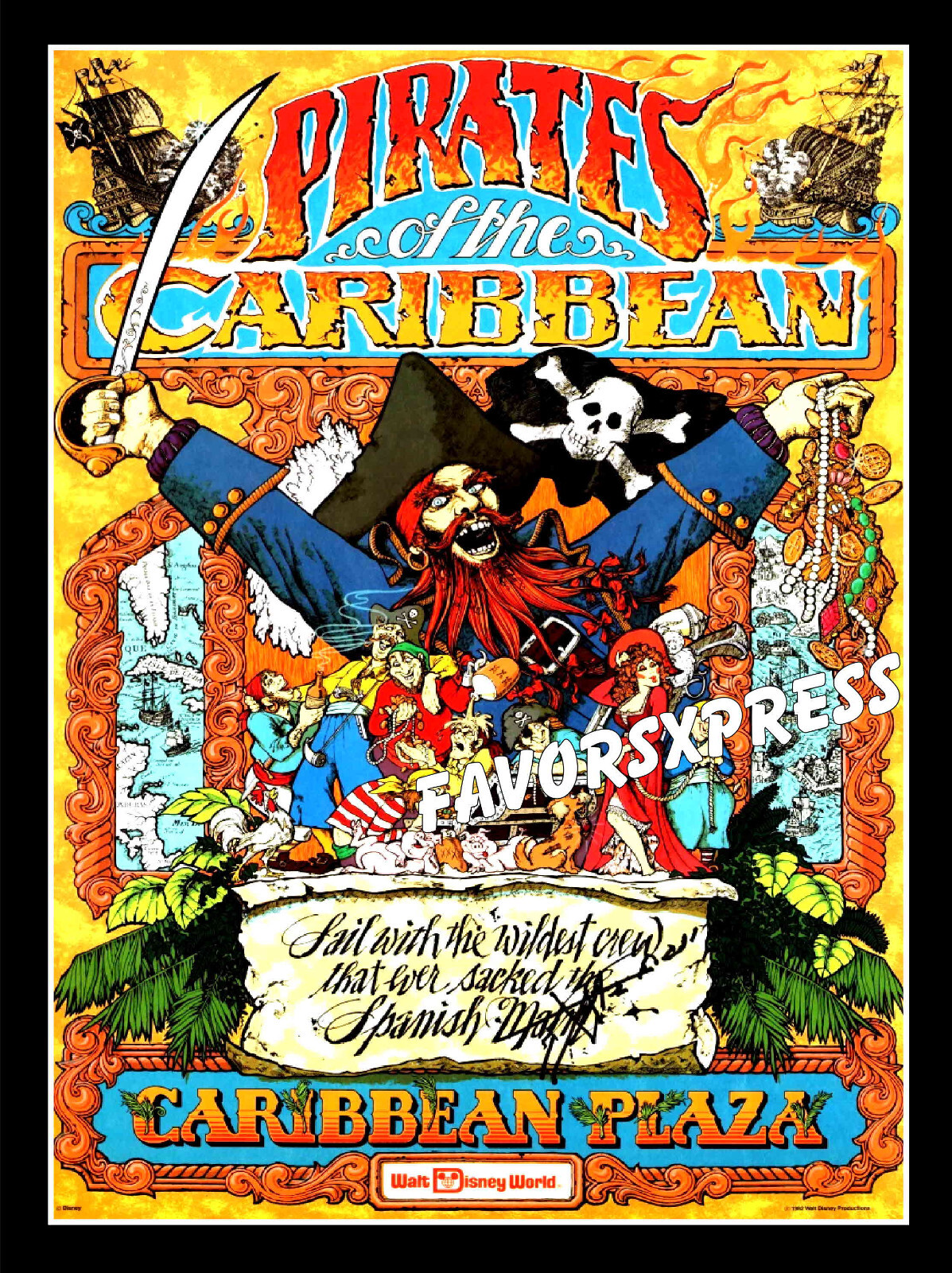 DISNEYWOLRD PIRATES OF THE CARIBBEAN PLAZA POSTER PHOTO MAGNET 3.5×2.5 in