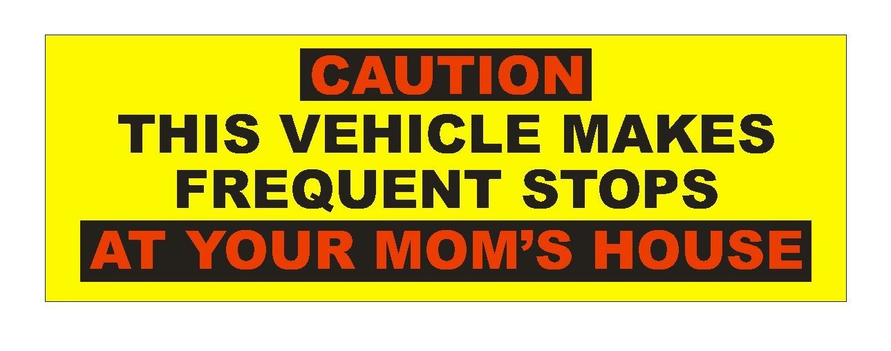 Caution Vehicle Makes Stops Funny Bumper Sticker or Helmet Sticker D640