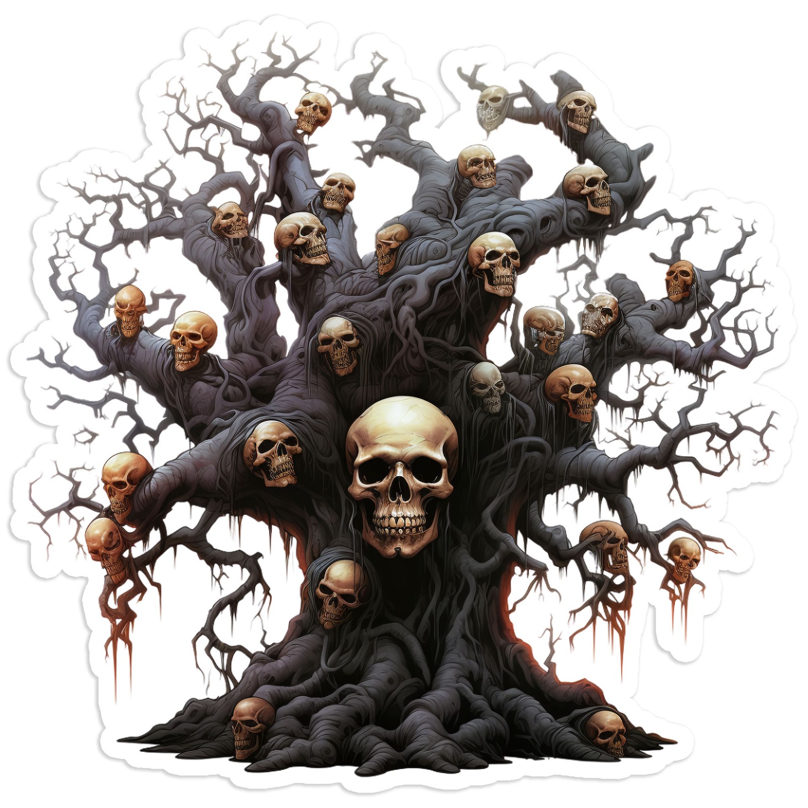 Haunted Skull Tree Gothic Clipart – Vinyl Decal Sticker – #1941