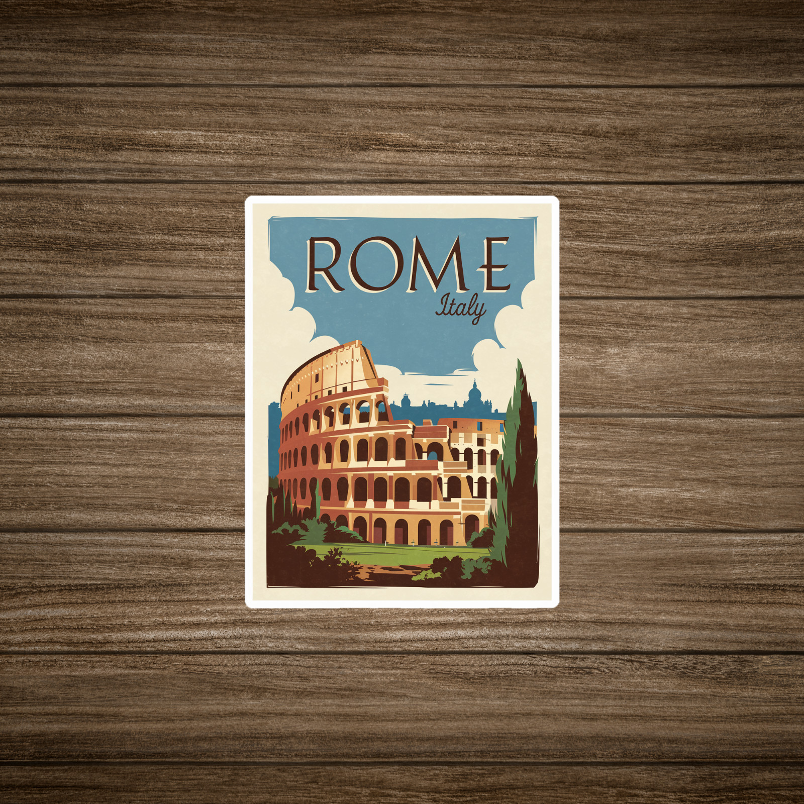 Vintage Travel sticker Sticker – Rome Italy Colosseum Cityscape #3134