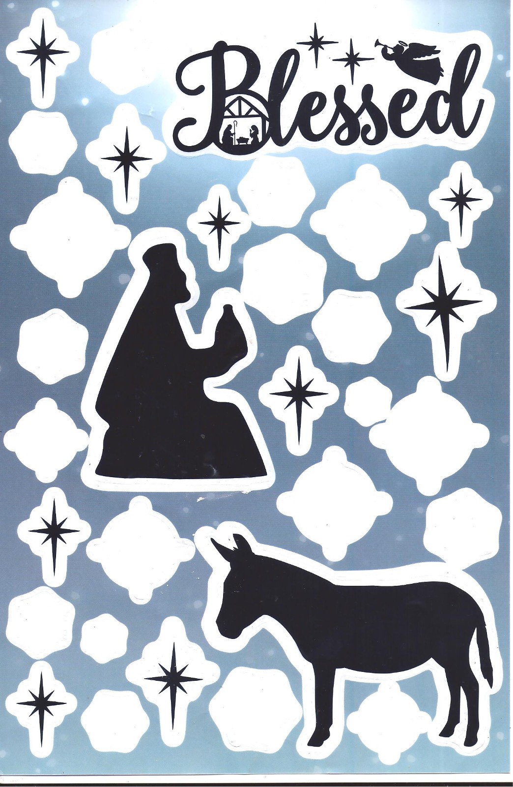 9 PANELS – CHRISTMAS NATIVITY WINDOW CLINGS Decorations Total 5 Foot Long $6Ship