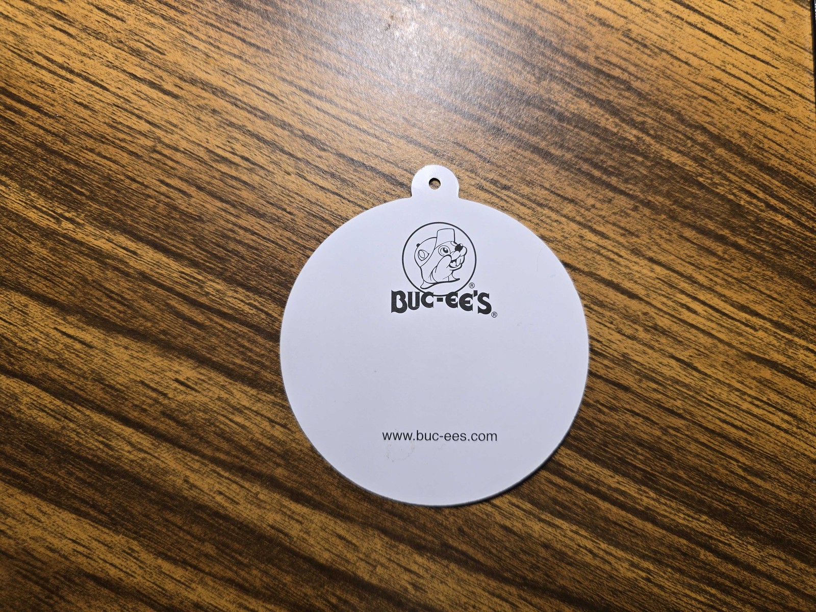 Buc-ee's Beaver Logo 3 Inch Round Sticker with Rigid Cardstock Hanging Back F547