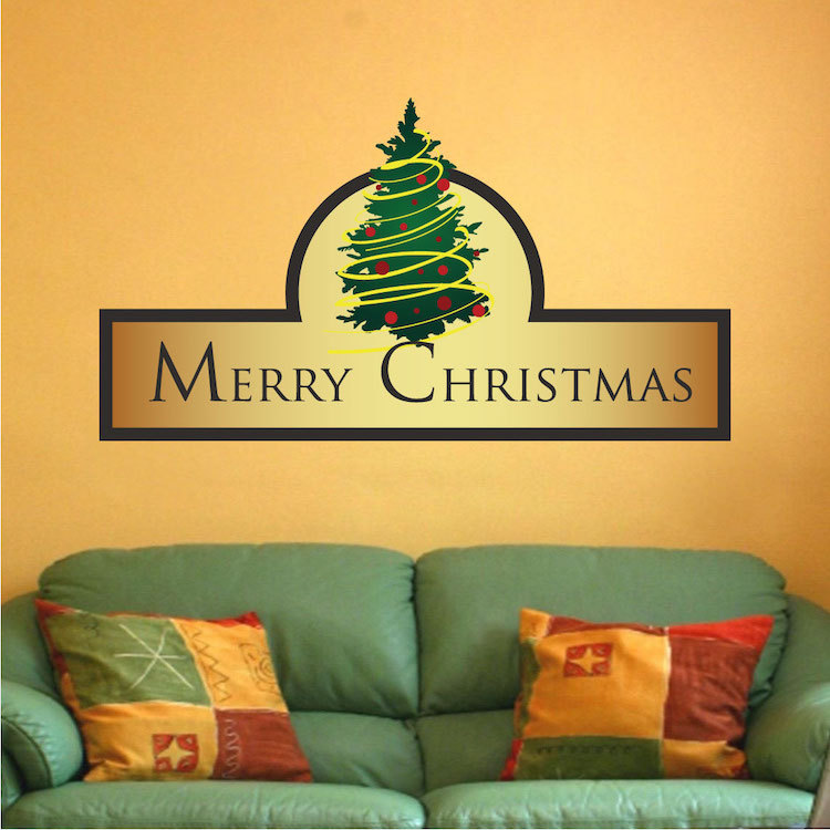 Merry Christmas Wall Decal Winter Wallpaper Seasonal Decorations Vinyl, h30
