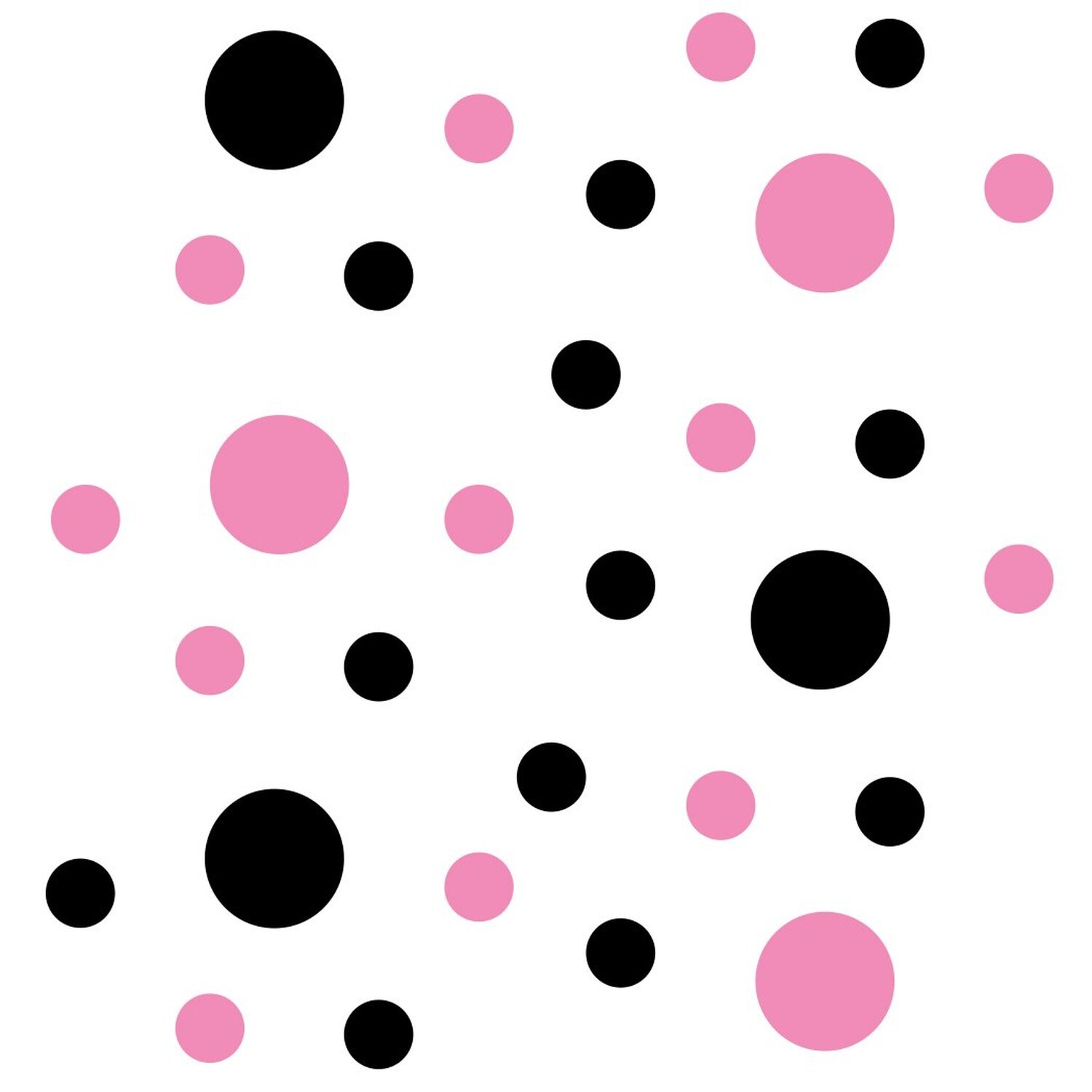 Set of 30 – Black / Pink Circles Polka Dots Vinyl Wall Graphic Decals Sticker…