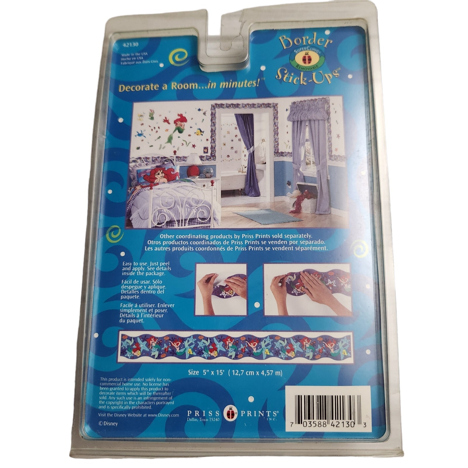 Disney The Little Mermaid 5 Yards Border Stick-Ups Priss Prints Removable