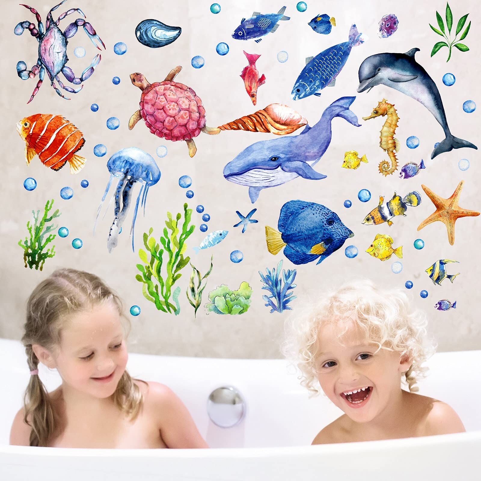 52 Pcs Ocean Fish Wall Decals Glow in The Dark Under The Sea Wall Decals Sea …