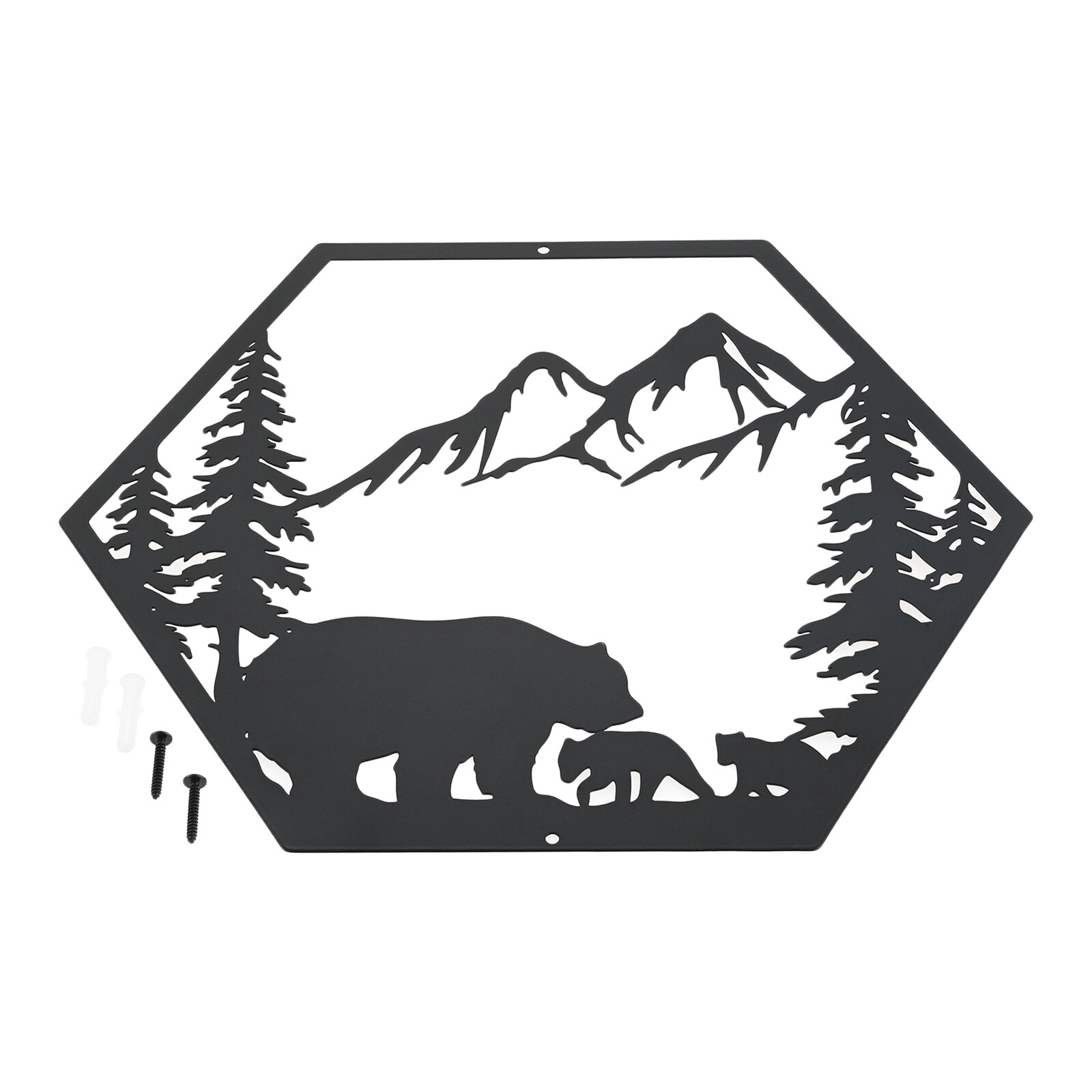 Metal Bear Forest Wall Sculpture Art Decoration for Living Room Bedroom Kitchen