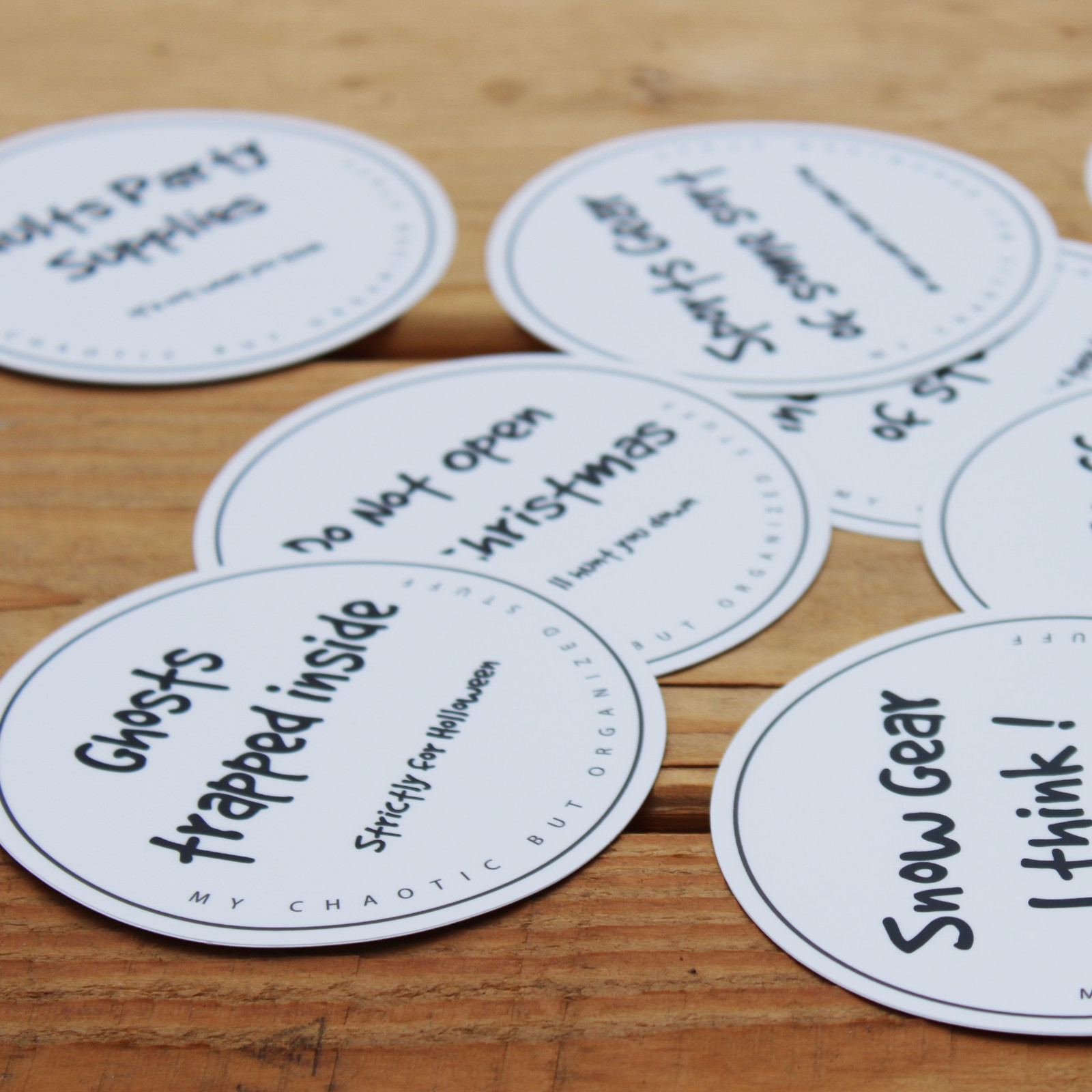 Fun Garage Labels High Quality Laminated Vinyl Stickers Decals, 4 inch diameter