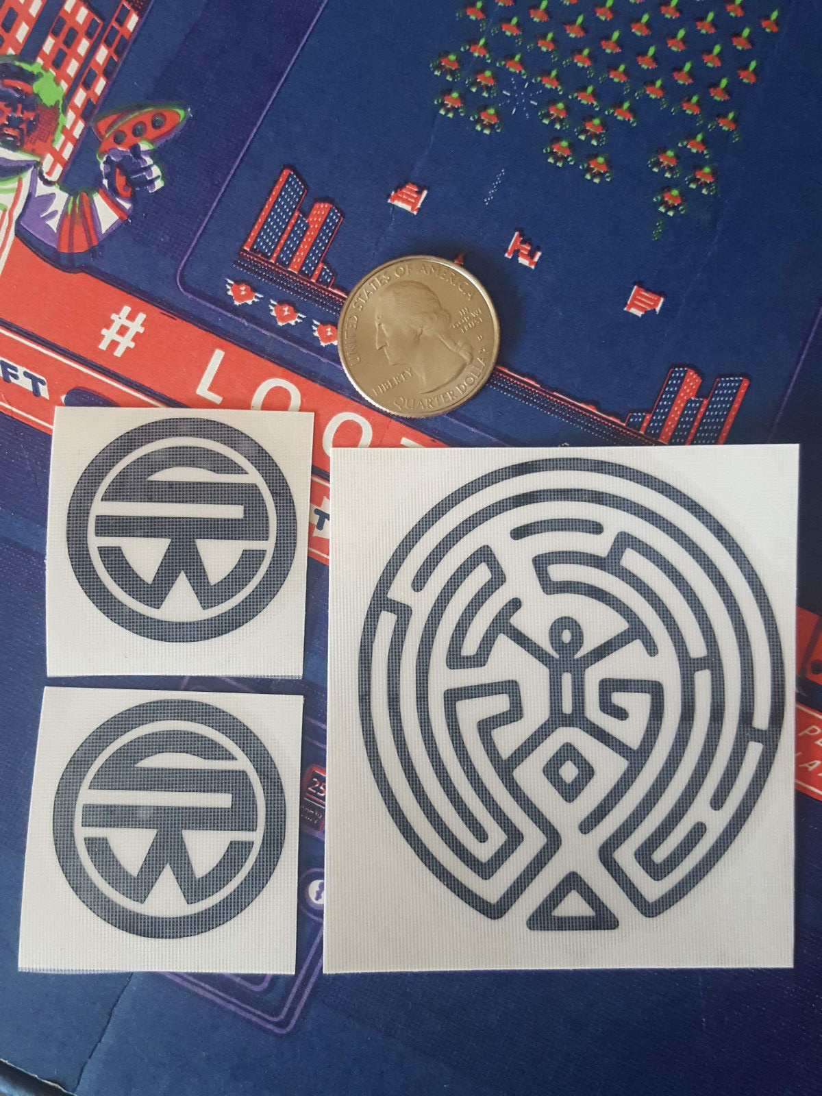 x3 Pack Westworld Maze / Shogun World Small Black Vinyl Decals/Stickers Oracal