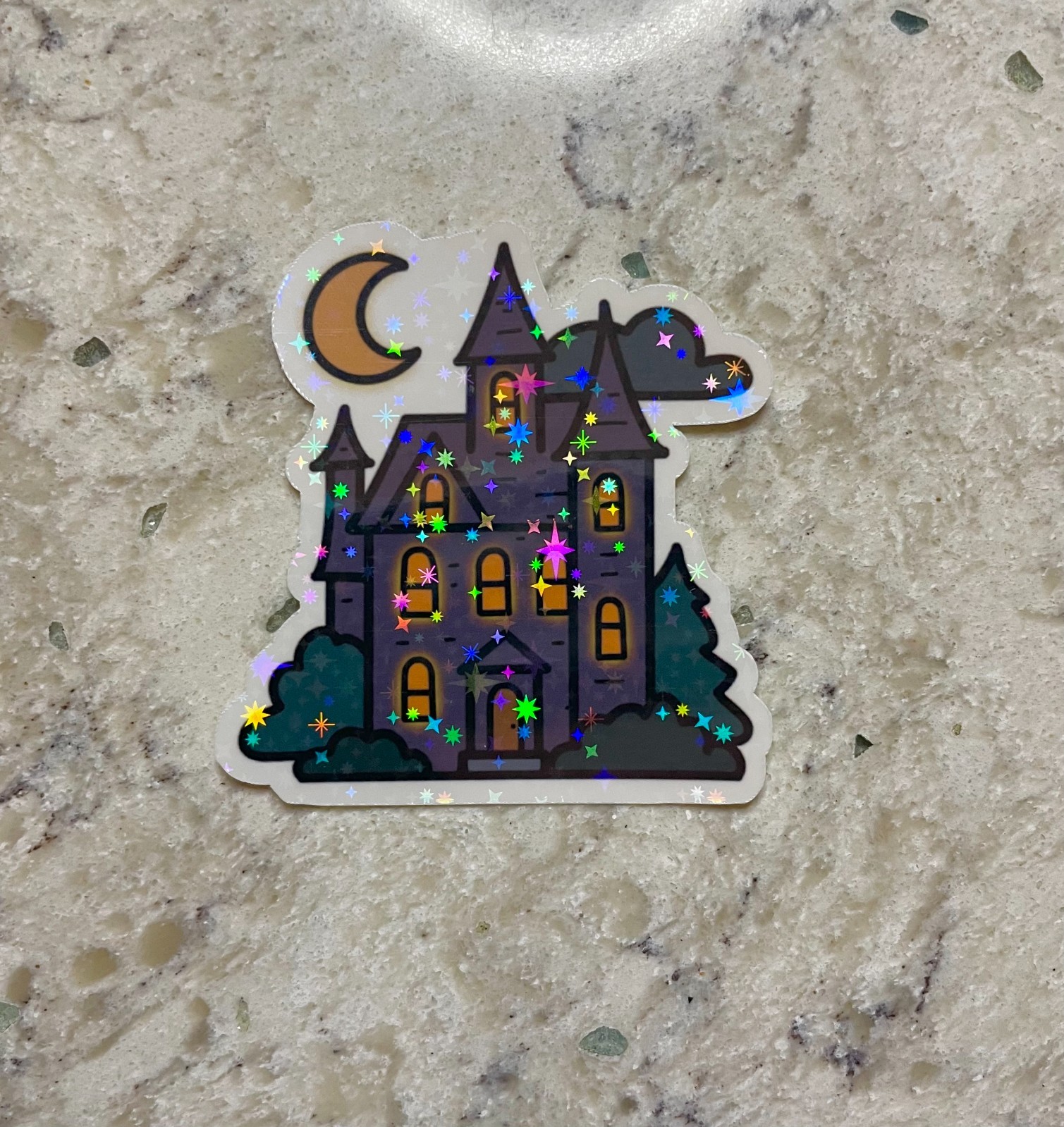 Spooky House Sticker l Gloss or Holographic Laminate l Waterproof Decal