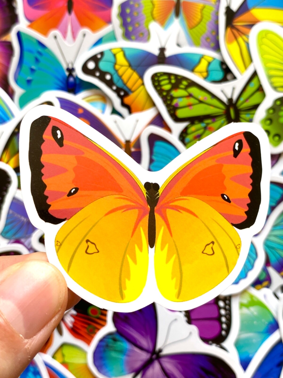 5-50 pcs Butterfly Stickers, Lucky Animal Vinyl Stocking Stuffer Phone Decals
