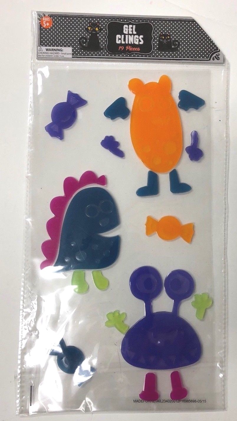 Monsters Halloween Window Gel Clings Decor Teacher Supply Classroom