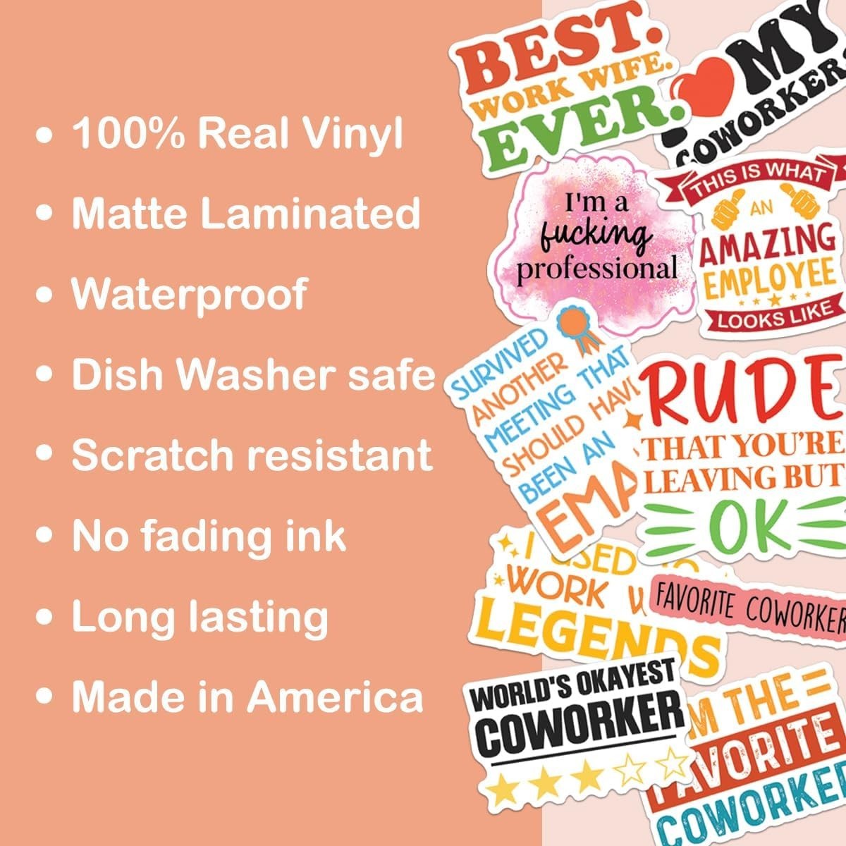 10pcs Coworker Sticker Best Coworker Ever Sarcastic Work Quote Office Humor Gift
