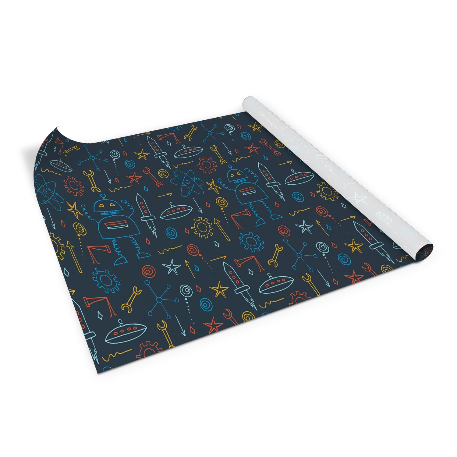 Sticky Back Plastic Self Adhesive Film Wrap Sticker Ufo rocket robot 100×50