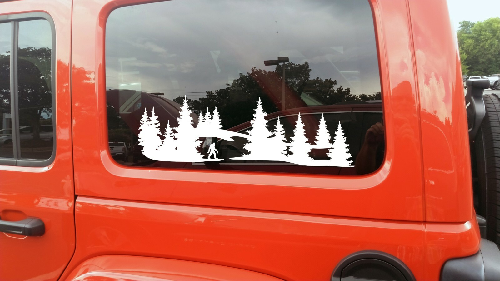 Bigfoot Mountain Forest Scene Vinyl Decal V12 | Sasquatch PNW RV 4×4 Graphics