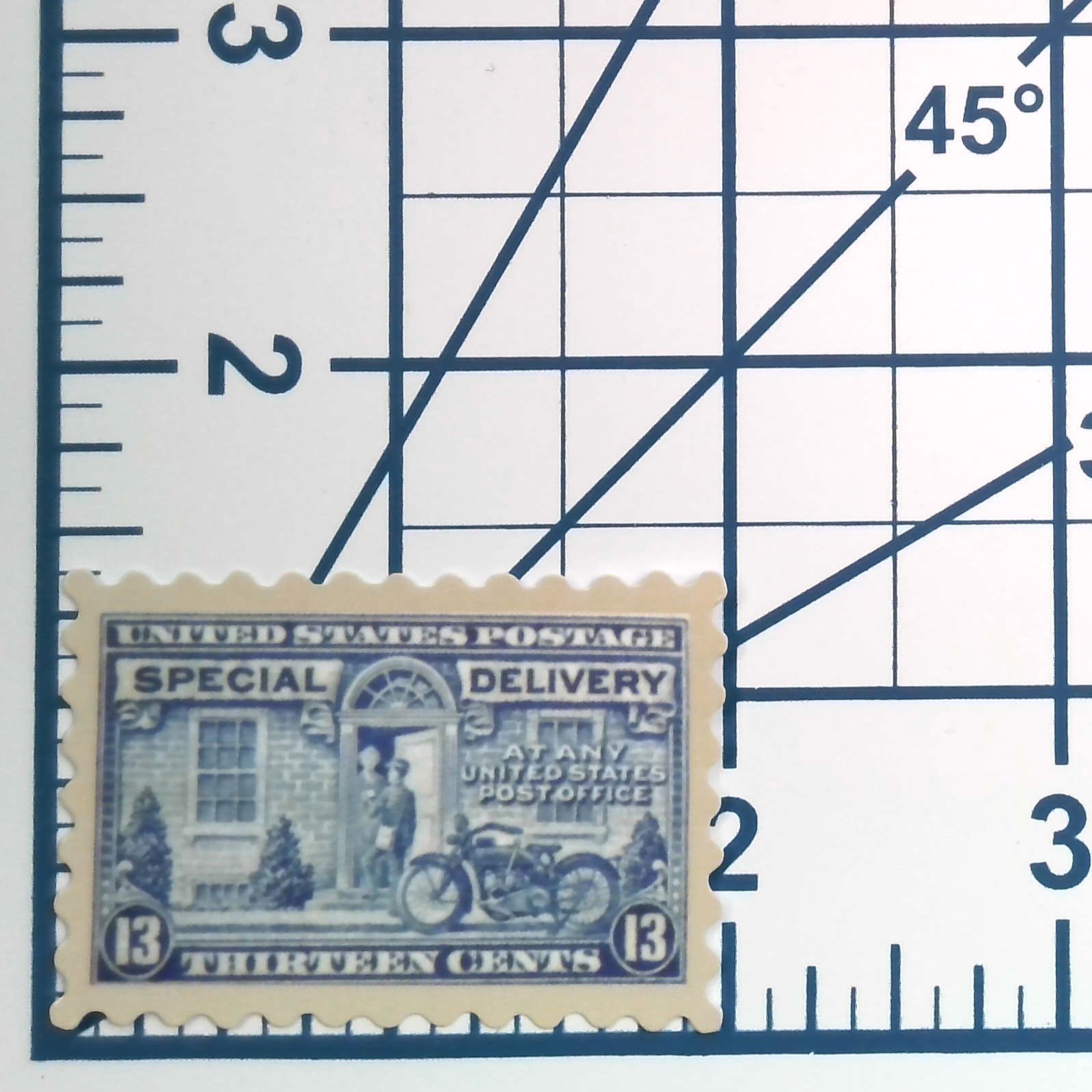 Vintage US Special Delivery Stamp Vinyl Sticker 13 Cent Motorcycle Messenger