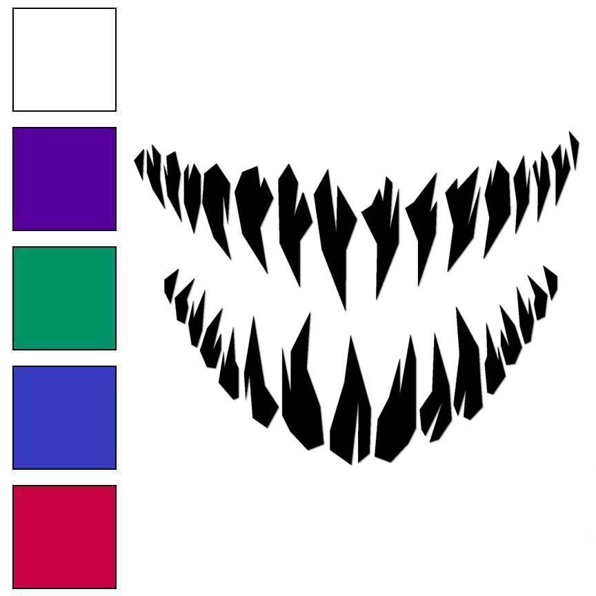 Monster Smile Teeth, Vinyl Decal Sticker, Multiple Colors & Sizes #7196