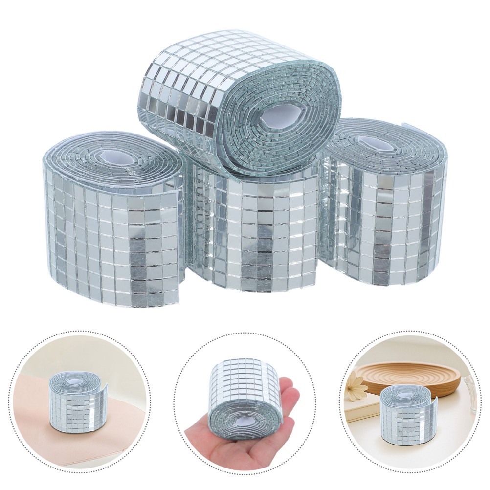 4 Rolls Mosaic Craft Small Pieces Adhesive Tiles Squares