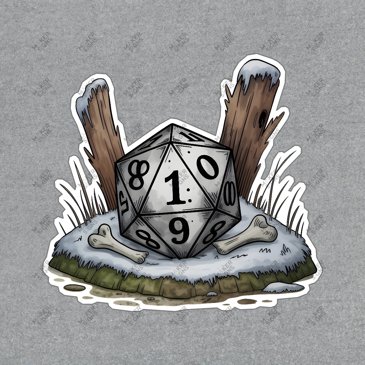 Vintage 10 Sided Die Dungeons & Dragons Decor Tabletop RPG Adventure #7824
