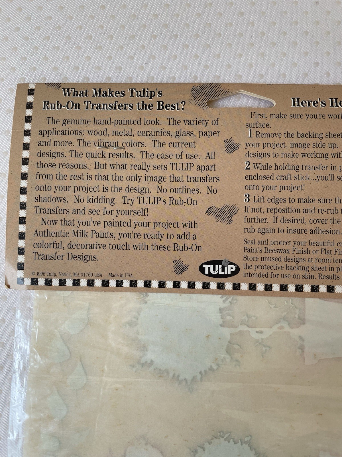 VINTAGE 1995 Tulip Rub-On TRANSFERS Hand Painted Look TOPIARIES