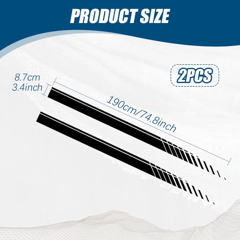 2Pcs Sports Racing Stripe Graphic Stickers, Side Door Vinyl Decals, Universal…