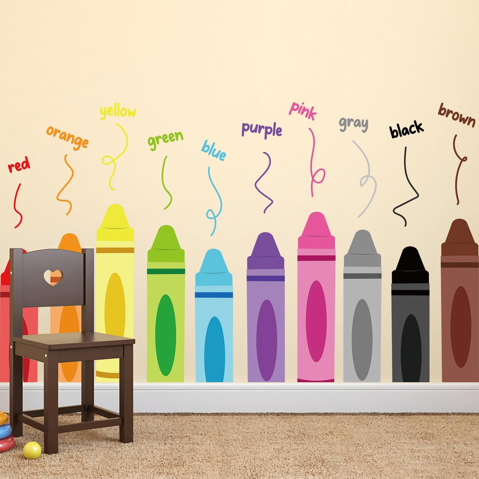 Colorful Crayon Wall Decals Color Crayon Wall Stickers Peel and Stick Crayons…
