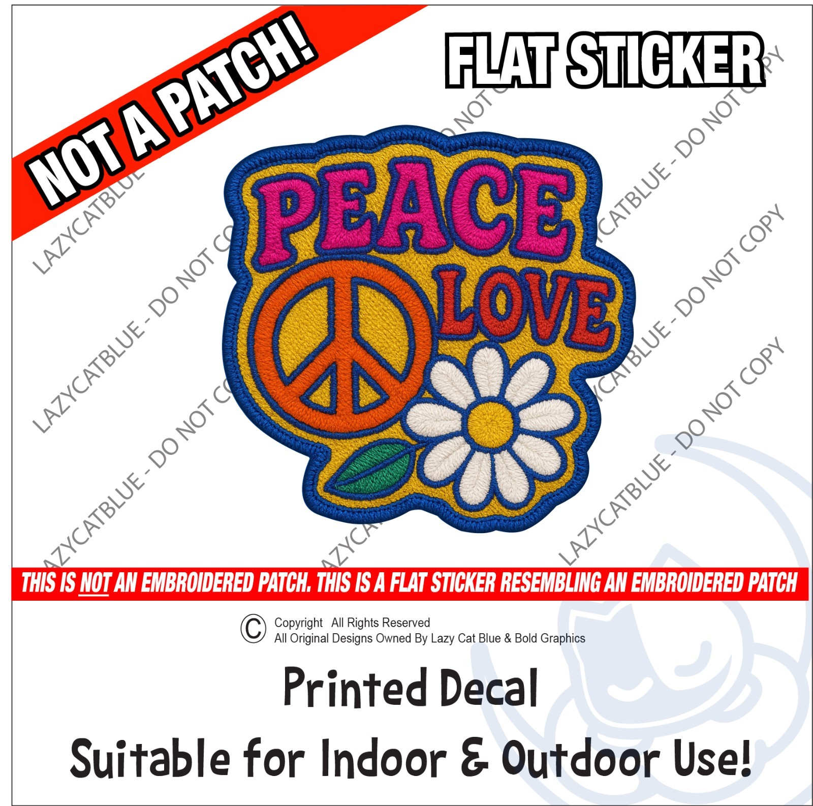 Peace Love Decal Sticker Retro Sign Daisy Flower Power Hippie Retro Life Gen X
