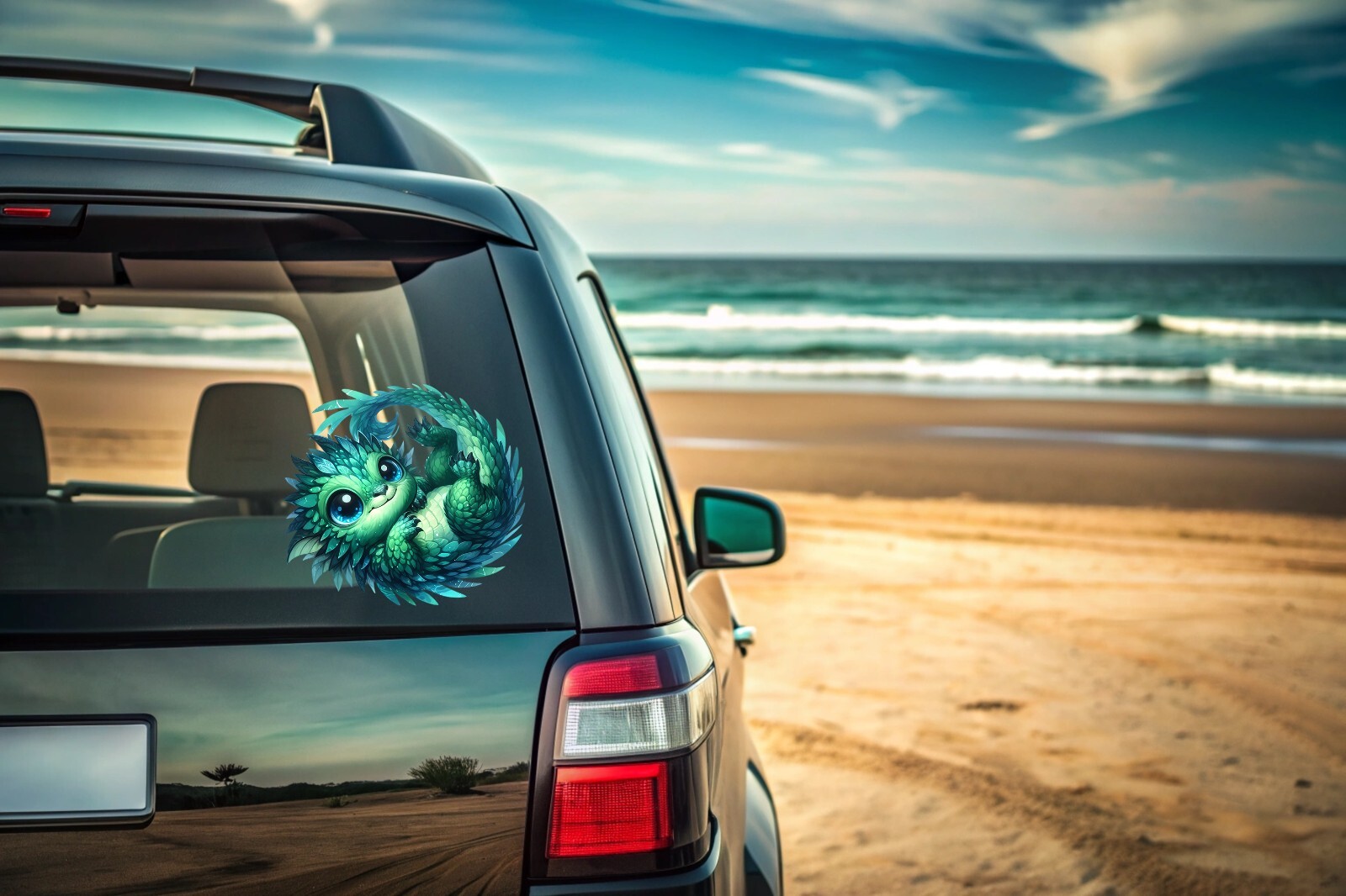 Blue Green Dragon UV DTF Transparent Sticker / Decal