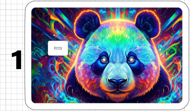 Psychedelic Panda Bear ATM Debit Credit Sticker Skin 420 Cannabis Pot Party USA