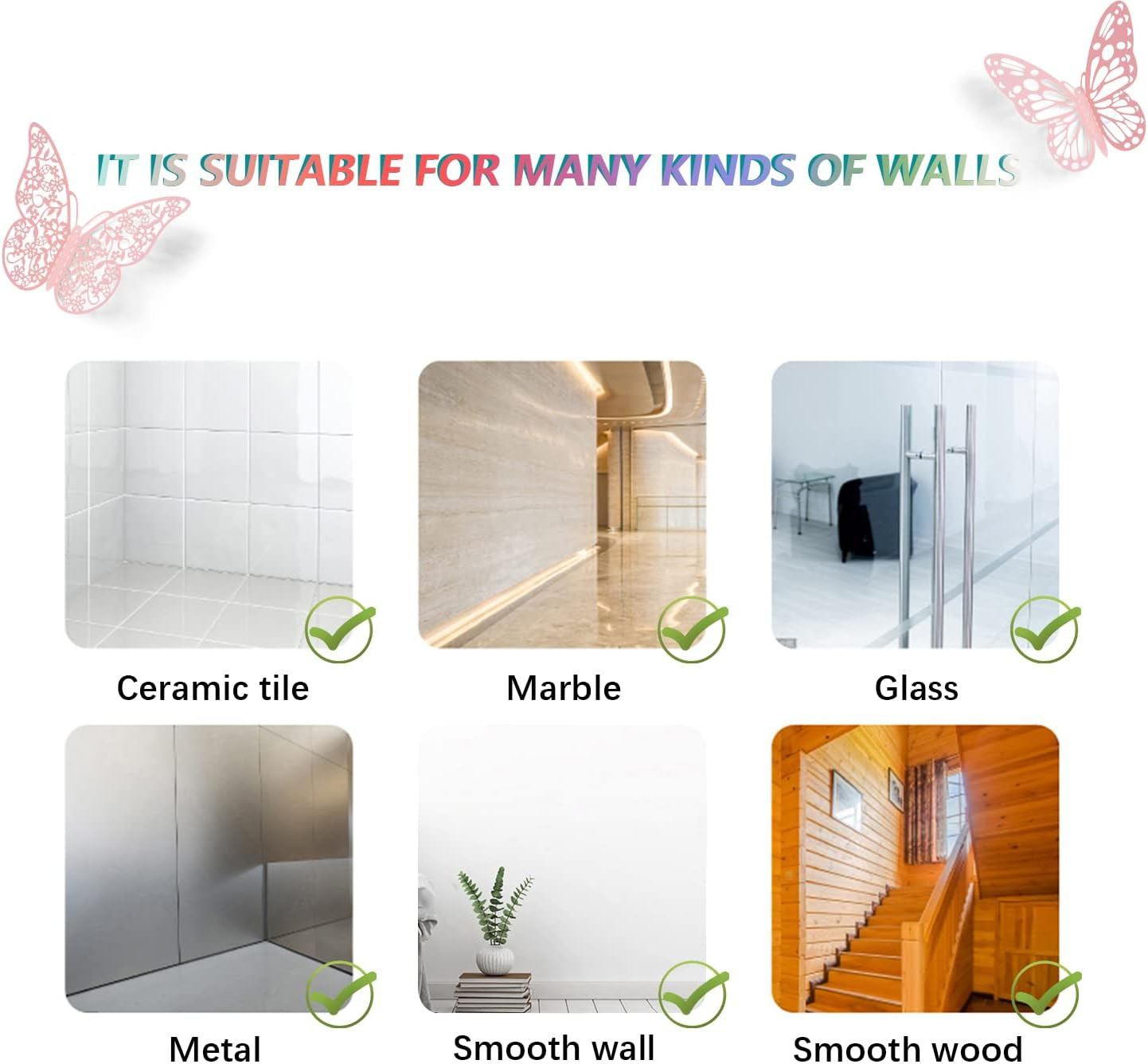 3D Wall Decor, 72 Pcs 3 Sizes 3 Styles, Pink Butterfly Decorations – Removable S