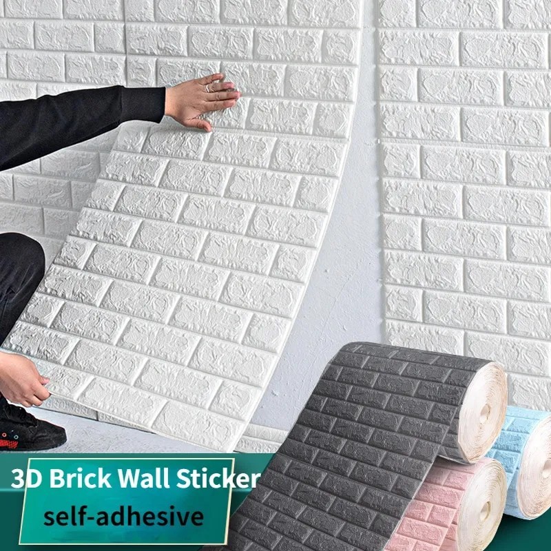 3D Brick Effect Wall Panels Self-Adhesive Wallpaper 70cmx1m XPE Foam Decor