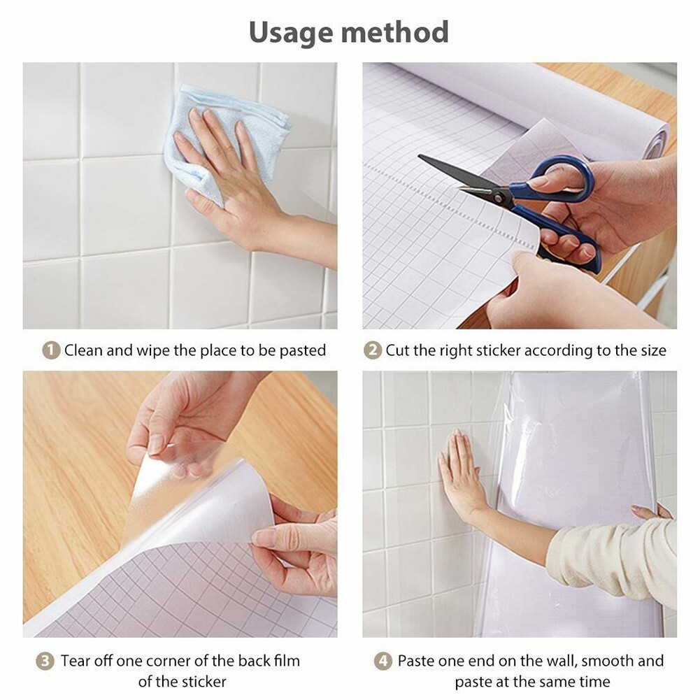 Oil Proof Wall Stickers Heat-Resistant Self-Adhesive For Kitchen Tile, Table