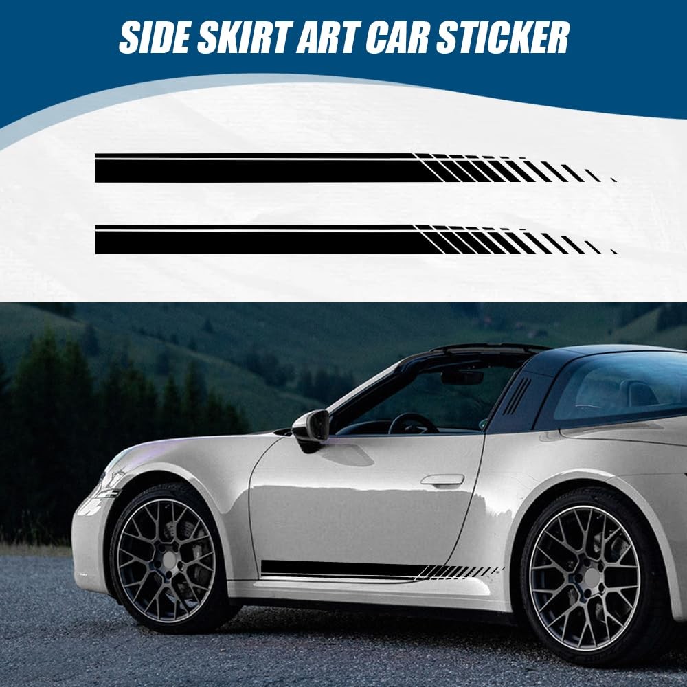 2Pcs Sports Racing Stripe Graphic Stickers, Side Door Vinyl Decals, Universal…