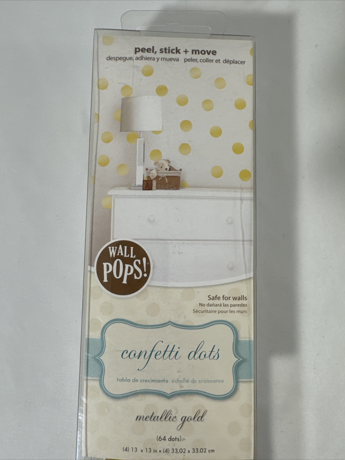 WallPops Metallic Gold Confetti Dot Wall Decals 64 Pack Peel Stick Wall Decor