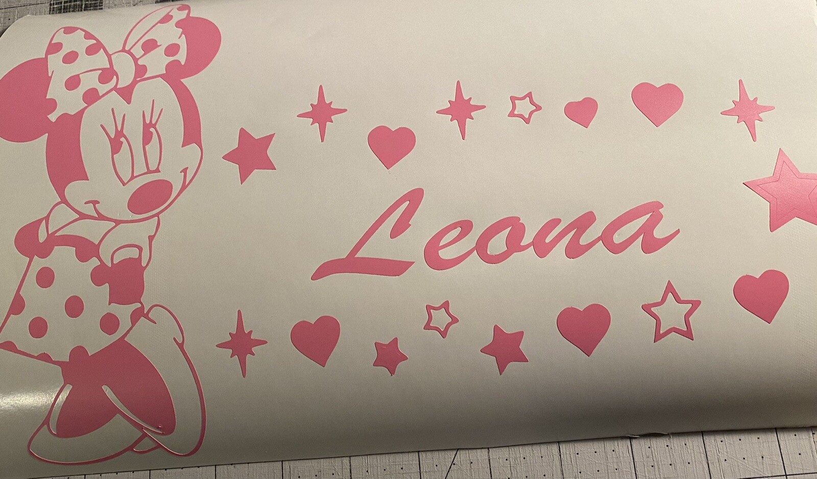 Vinyl Decal – Minnie Mouse (Customize with Name), Various Colors & Sizes