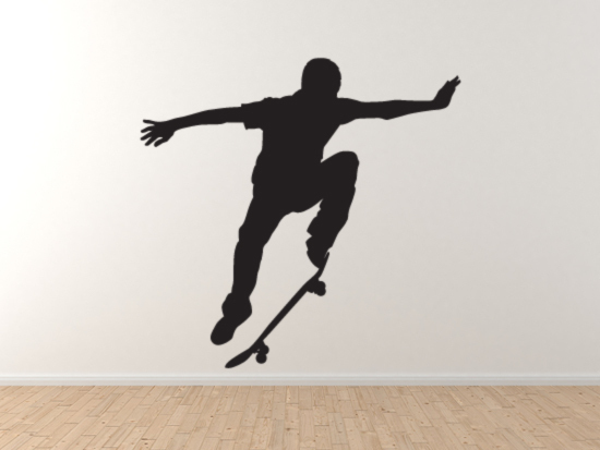 Sport Silhouette – Skate Boarder Ollie Flip Version 1 – Vinyl Wall Decal