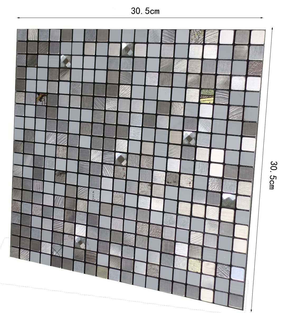 10 Sheets Self-Adhesive Aluminum Mosaic Peel and Stick Metal Tiles 3D Wall St…