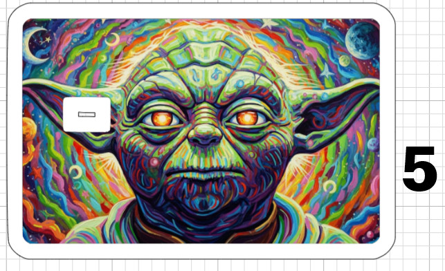 Psychedelic Yoda ATM Debit Credit Sticker Skin 420 Star Wars Jedi Sith Pot USA