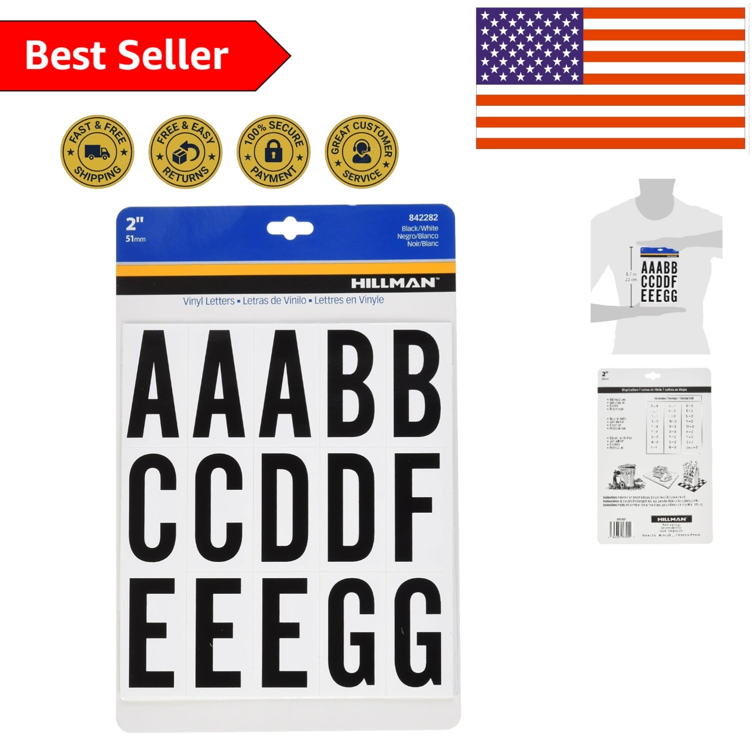 Versatile Peel-Off Vinyl Letters Kit – 2 Inch Black & White for Any Project