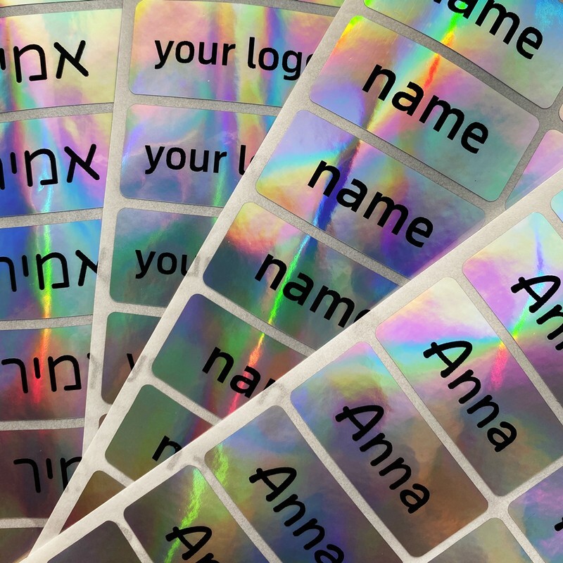 30pcs 1.8×0.7in Holographic Name stickers laser label logo/kid/Manicure/business