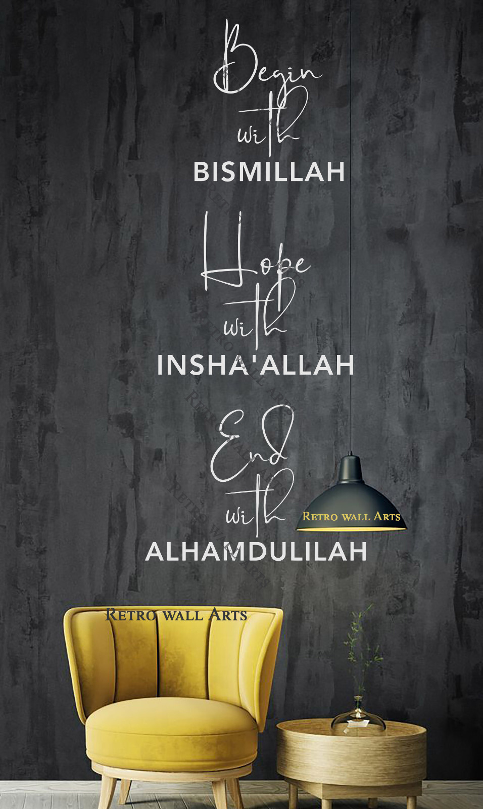 Begin with bismillah Islamic Wall Sticker Decal, Modern Design Home Improvent Q7